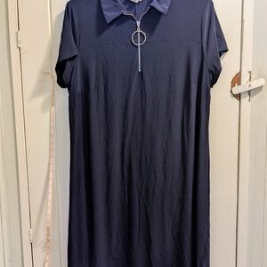 Ivy Road 2X Navy Blue Dress w/ Zipper Detail NWOT